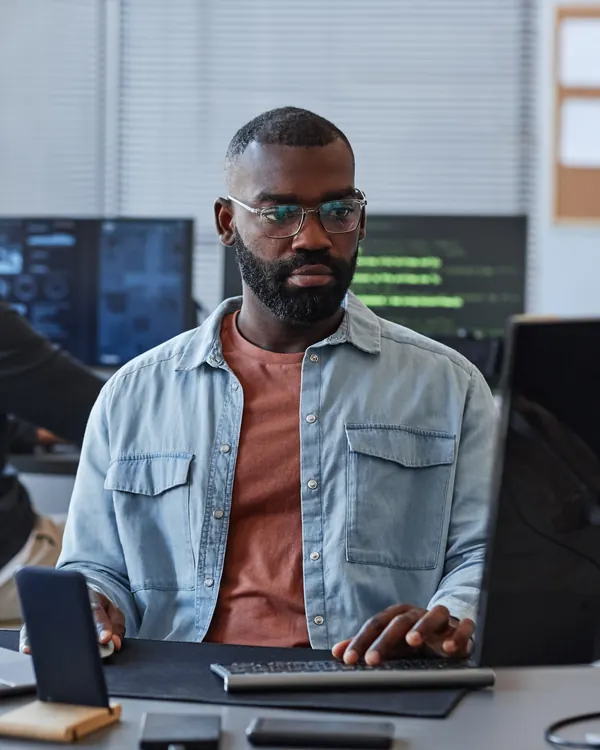 A software developer at his computer